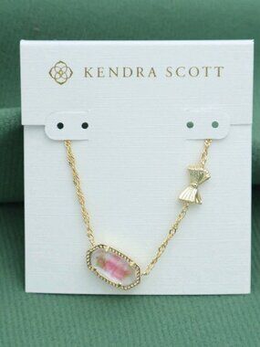Kendra Scott Elisa Bow Necklace Rosa Beaux Gold